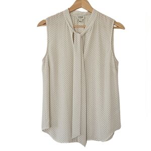 J. Crew Polka Dot Sleeveless Button Down Tie-Neck Blouse